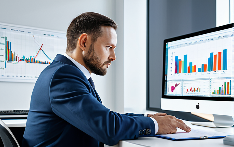 A professional Polish financial manager, wearing a modest business suit and appropriate attire, sits calmly at a sleek, minimalist desk in a modern, brightly lit office. Instead of paper documents, the desk features multiple large, crisp digital screens displaying complex financial charts and data flows. The manager interacts effortlessly with a holographic interface, embodying the transition from manual work to seamless automation. The scene conveys efficiency and high-tech elegance. Fully clothed, safe for work, appropriate content, professional, perfect anatomy, correct proportions, natural pose, well-formed hands, proper finger count, natural body proportions, professional photography, high quality.